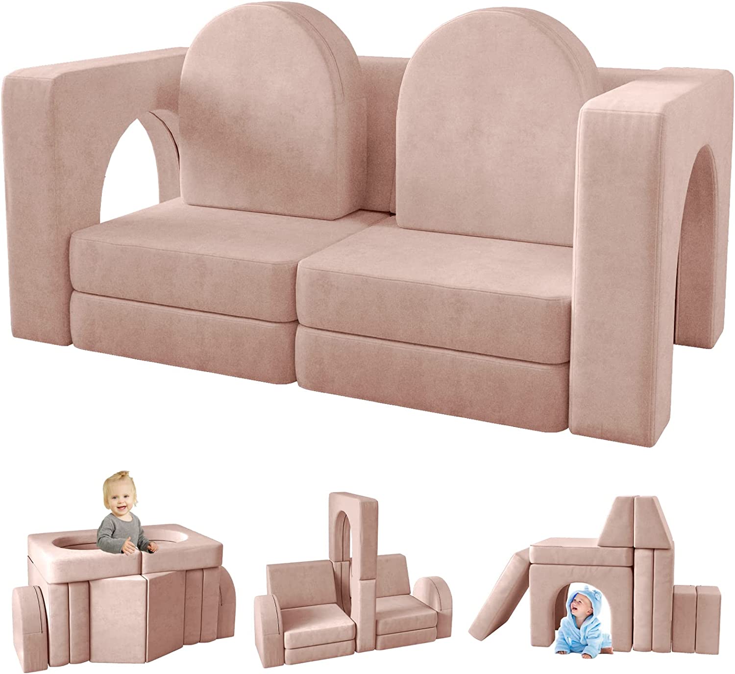 13 Pcs Toddler Sofa for Kids, Linor Modular Kids Couch for Playroom ...