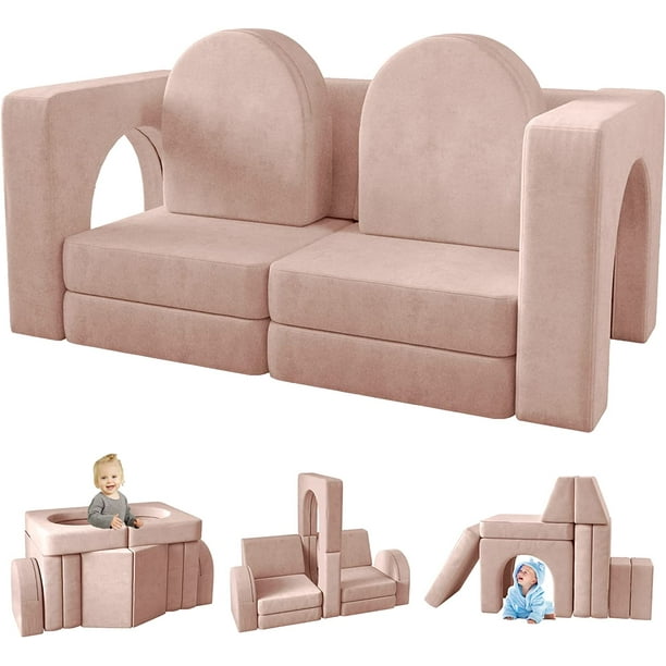 Kids Sofa Couch 10PCS, Linor Modular Toddler Couch for Playroom, Dutch