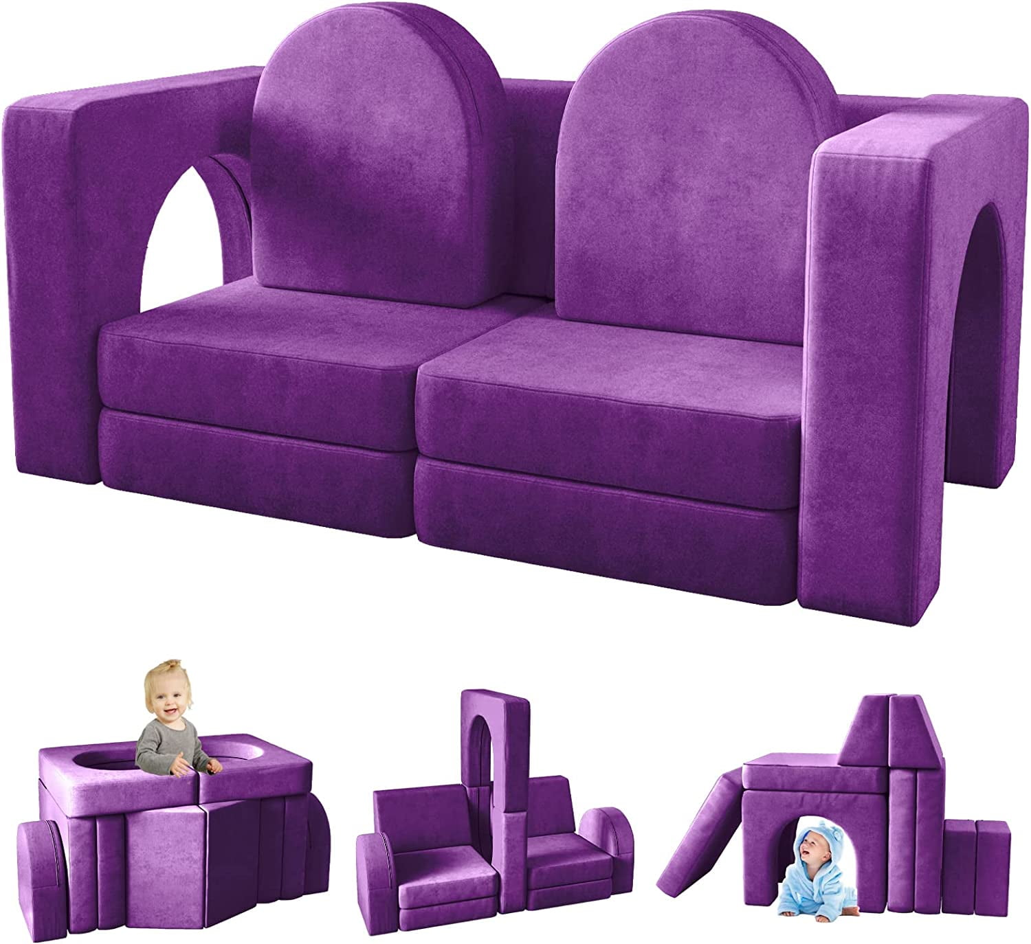 Kids Sofa Couch 10PCS, Linor Modular Toddler Couch for Playroom, Dutch