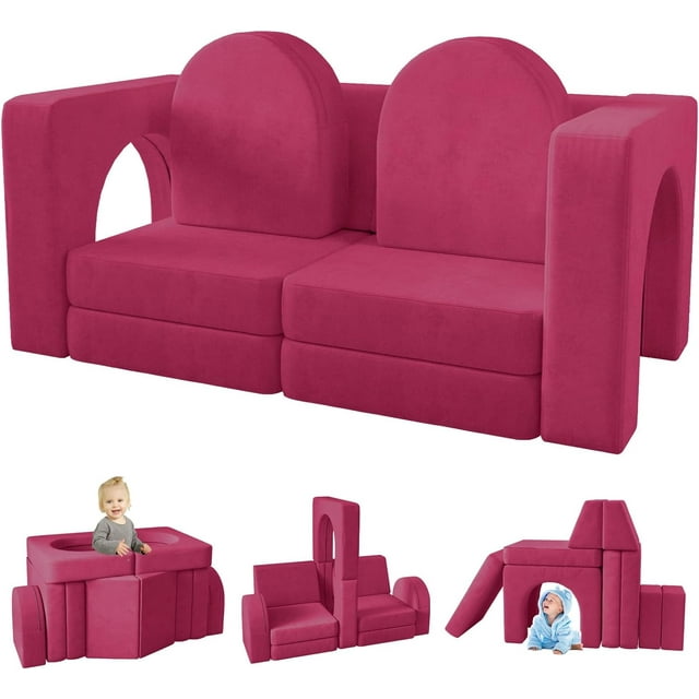 Linor 10PCS Youth First Kids Couch, Small Dutch Velvet Playroom Sofa