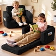 thumbnail image 1 of Kids Couch, 2 In 1 Foldable Toddler Couch ,Convertible Baby Sofa Chair for Boys and Girls, Black, 1 of 7