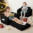 thumbnail image 1 of Kids Couch, 2 In 1 Foldable Toddler Couch ,Convertible Baby Sofa Chair for Boys and Girls, Black, 1 of 8