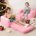 thumbnail image 1 of Kids Sofa,Foldable 2 in 1 Kids lounger,Toddler Chair Baby Convertible Sofa for Boys and Girls ,Pink, 1 of 8