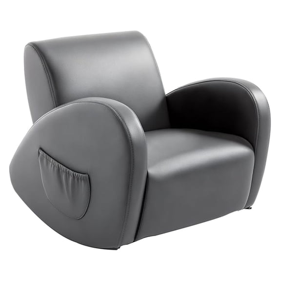 Kids Sofa Rocking Chair with Side Pocket, PU Leather Toddler Armchair for Children Grey