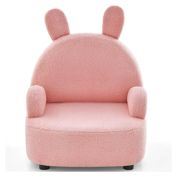 Kids Sofa, Toddler Armchair Chair with Solid Sturdy Wood Construction Plush Fabric, Upholstered Children Armrest Couch for Nursery Kindergarten Playroom Preschool, Gift for Boys Girls Pink