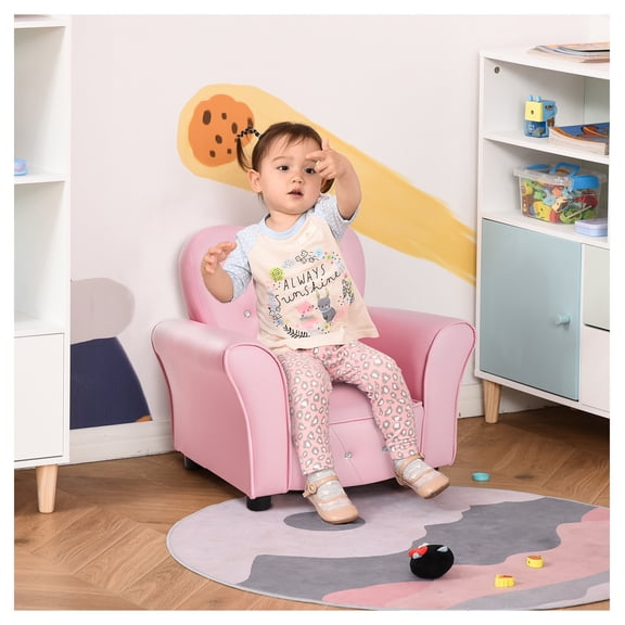 Kids Sofa Toddler Chair, Pink Tufted Upholstered Princess Couch for Preschool Girls & Boys, Child Furniture