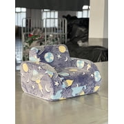 Kids Sofa Toddler Couch 3-in-1 Glow in the Dark Convertible Sofa Bed and Lounger for Boys and Girls, Grey Blue