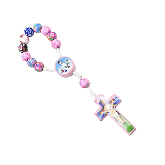 Kids' Soft Clay Prayer Beads Crucifix Wristchian Stylish Christian Church Handchain Rosary Beads Bangle Ornament