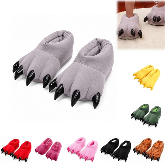 Kids Soft Plush Monster Paw Indoor Slippers Fuzzy Warm Non Slip House Footwear Halloween Daily Wear Children Shoes
