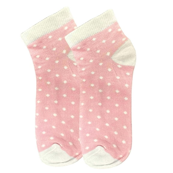 Kids Soft  Stretchy Comfortable Fit Dotted Pink Ankle Socks: 1 Pair