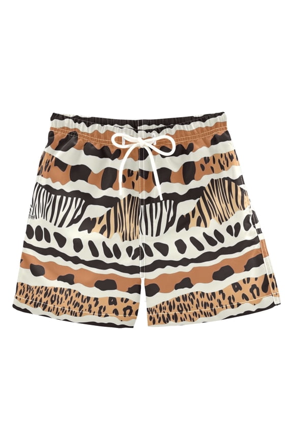 Kids' Soft & Stylish Beach Shorts 100% Quick-Dry Polyester Boys' Swim Board Shorts Animal Print Pattern Swim Trunks