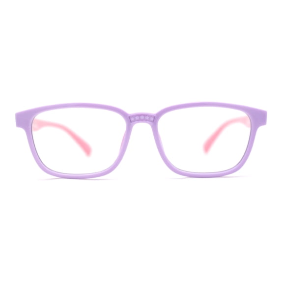Kids Soft TR90 Plastic Rectangle Blue Light Filtering Computer Glasses Lavender Pink