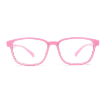Kids Soft TR90 Plastic Rectangle Blue Light Filtering Computer Glasses Pink