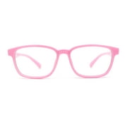Kids Soft TR90 Plastic Rectangle Blue Light Filtering Computer Glasses Pink