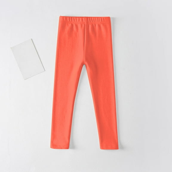Kids' Soft Yoga Leggings,Breathable Cotton For Girls Toddler Size, Stretchy & Cozy Orange 5 Years