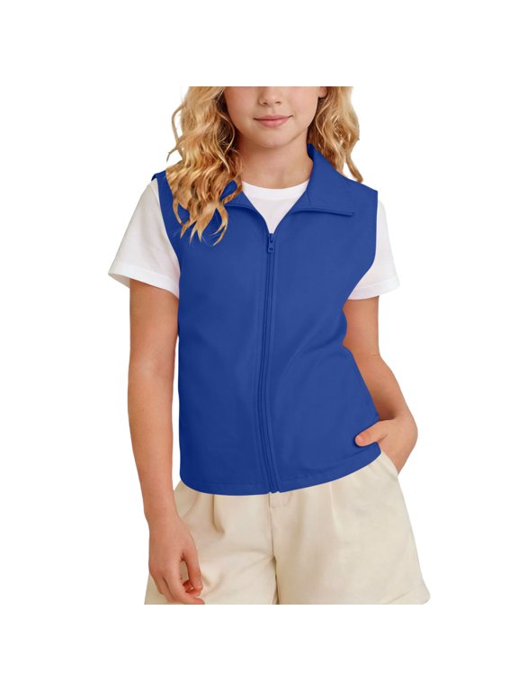 Kids Softshell Vest Windproof Lightweight & Breathable, for Cycling, Running, Soccer, Equestrian, Golf, Kids Vest Boys Girls 2-11 Years Blue-A