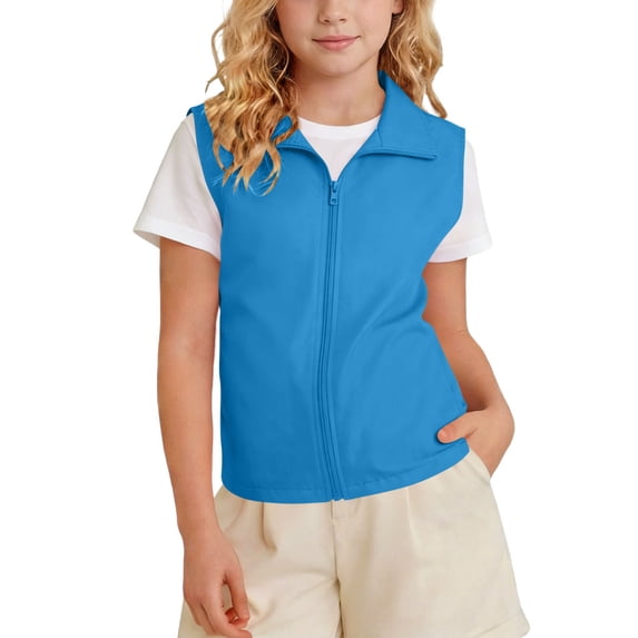 Kids Softshell Vest Windproof Lightweight & Breathable, for Cycling, Running, Soccer, Equestrian, Golf, Kids Vest Boys Girls 2-11 Years Sky Blue-A