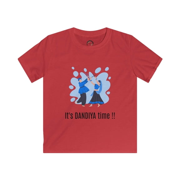 Kids Softstyle Tee - Cute and Adorable Dandiya Time Navratri Celebration Shirt