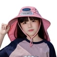 thumbnail image 1 of Kids Solar Fan Hat with Wide Brim for Sun Lightweight Cap for Outdoor Activities Adjustable Breathable Design for Boys and Girls Ages 3-12,Color:Pink, 1 of 4