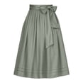 thumbnail image 1 of Kids Solid Bow Tie Waist Midi Skirt, High Waist Pleated Flowy A-Line Long Skirt with Contrast Ribbon Bow for Girls 3-12 Years Daily Party Vintage Casual Bottoms(Army Green,3-12 Years), 1 of 4