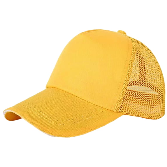 Kids Solid Color Baseball Cap,Breathable Mesh Back Sun Hat with Adjustable Strap,Classic Peaked Cap for Boys and Girls,Lightweight Student Visor for Outdoor Play Yellow