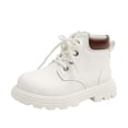 thumbnail image 1 of Kids Solid Color British Style Short Leather Winter Boots, Smooth Upper Soft Sole Casual Dress Ankle Boots for Boys Girls Daily Use White 8.5 Toddler, 1 of 7
