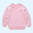 thumbnail image 1 of Kids Solid Color Cotton Long Sleeve Sweatshirt, Loose Fit Round Neck Casual Pullover Top Pink 12-13 Years, 1 of 3