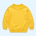 thumbnail image 1 of Kids Solid Color Cotton Long Sleeve Sweatshirt, Loose Fit Round Neck Casual Pullover Top Yellow 5-6 Years, 1 of 3