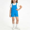 thumbnail image 1 of Kids' Solid Color Cuffed Hem Suspender Shorts with front pockets, great for back-to-school outfits, summer play and weekend family activities, 2-15 Years Light Blue 7-8 Years, 1 of 7
