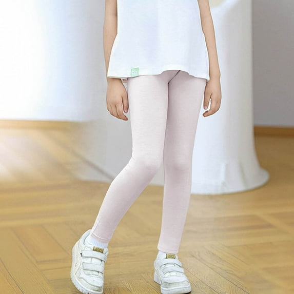 Kids' Solid Color Elastic Leggings and Full-Length Pants for Outdoor Sports and Casual Wear
