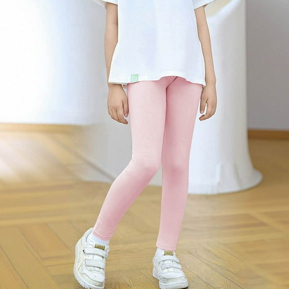Kids' Solid Color Elastic Leggings and Full-Length Pants for Outdoor Sports and Casual Wear