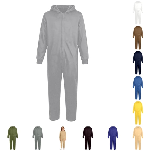 Kids' Solid Color Hooded Straight-Cut One-Piece Jumpsuit - Walmart.com