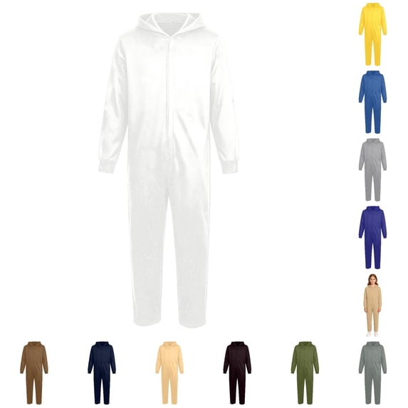 Kids' Solid Color Hooded Straight-Cut One-Piece Jumpsuit - Walmart.com