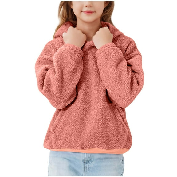 Kids Solid Color Hooded Sweatshirt Fleece Long Sleeve Pocket Casual Top for Boys Girls Spring Fall Thin Hoodie Kids Sweatshirt