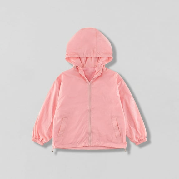 Kids' Solid Color Hooded Zip-Up Jacket with Pockets, Medium Size Outerwear for Boys and Girls in Spring and Fall, Limited Time Offer Under 10 Dollars