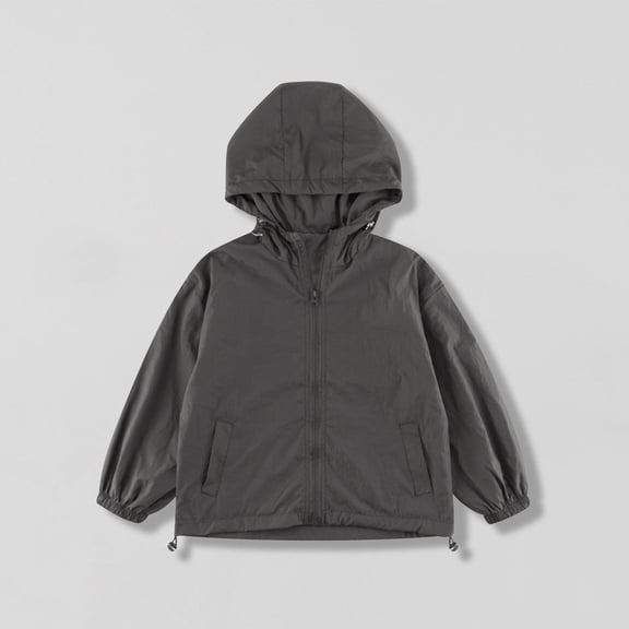 Kids' Solid Color Hooded Zip-Up Jacket with Pockets, Medium Size Outerwear for Boys and Girls in Spring and Fall, Limited Time Offer Under 10 Dollars