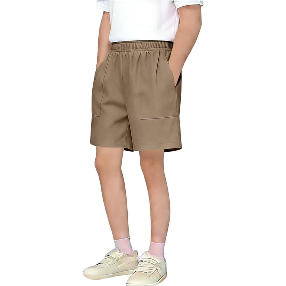 Kids Solid‑Color Ice Silk 3‑Inch Casual Shorts, Elastic Waist Sports Shorts With Side Pockets, Lightweight Summer Relaxed‑Fit Short Pants for Boys Girls 4‑16 Years Old