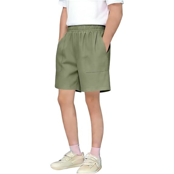 Kids Solid‑Color Ice Silk 3‑Inch Casual Shorts, Elastic Waist Sports Shorts With Side Pockets, Lightweight Summer Relaxed‑Fit Short Pants for Boys Girls 4‑16 Years Old