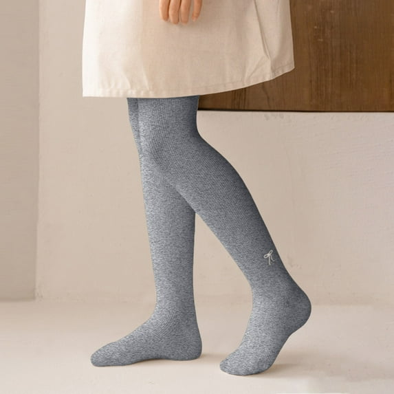 Kids Solid Color Leggings, Fleece Lined Thermal Underwear with Elastic Waist, Thick Warm Base Layer Pants for Girls 4-11 Years, Autumn Winter Everyday Wear Dark Gray