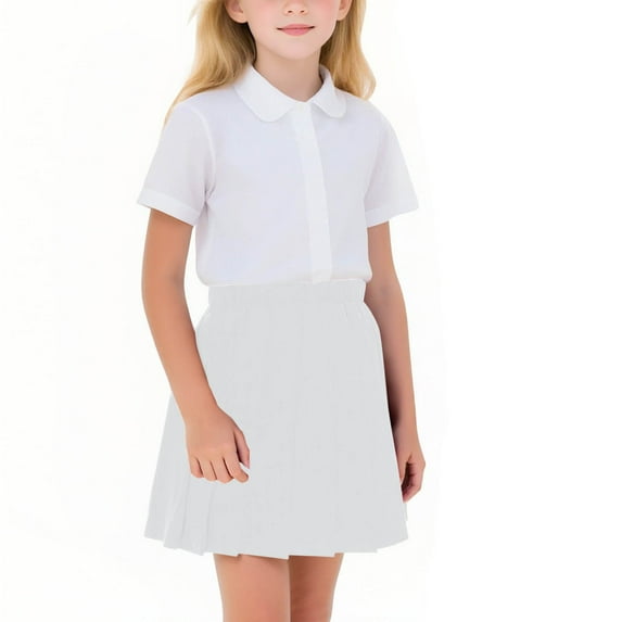 Kids Solid Color Leggings Short Skirt All Season Pleated Skirt Performance Skirt for kids, 16-17 Years White