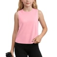 thumbnail image 1 of Kids' Solid Color Quick-Dry Sleeveless Athletic Tank Top, Breathable Sport Shirt, Lightweight Moisture-Wicking Tee for Hot Weather and Outdoor Activities 5-15 Years Pink 9-10Years, 1 of 9