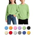 thumbnail image 1 of Kids Solid Color Round Neck Long Sleeve Top, Casual Pullover Base Shirt for Boys Girls 2-13 Years, 1 of 8