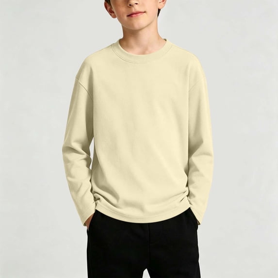 Kids Solid Color Shirt, Top, Long Sleeve Pullover Crew Neck, for Casual and Everyday Wear, Kids Clothing Summer | CSEONE