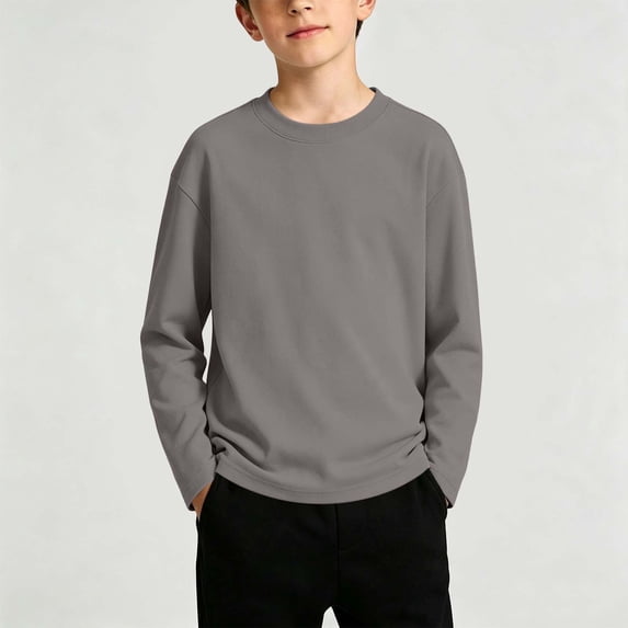 Kids Solid Color Shirt, Top, Long Sleeve Pullover Crew Neck, for Casual and Everyday Wear, Kids Clothing Summer | CSEONE