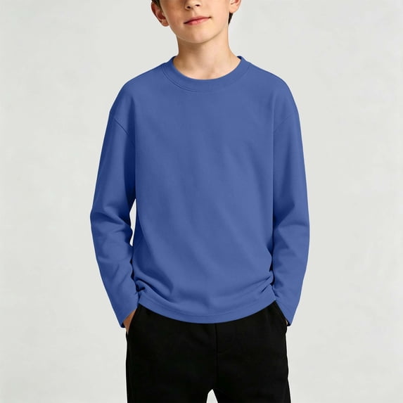 Kids Solid Color Shirt, Top, Long Sleeve Pullover Crew Neck, for Casual and Everyday Wear, Kids Clothing Summer | CSEONE