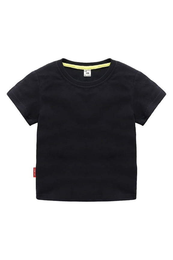 Kids Solid Color Short Sleeve T-Shirts for Boys Girls Summer Crewneck Basic Tee Shirt Toddler Baby Undershirt Tops