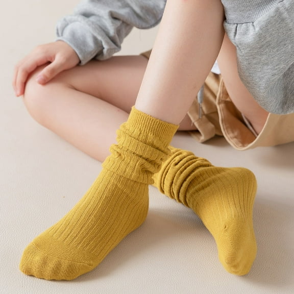 Kids Solid Color Socks for Boys and Girls Unisex Casual Crew Style Funny Toddler Dress Socks Comfortable Everyday Footwear for Children