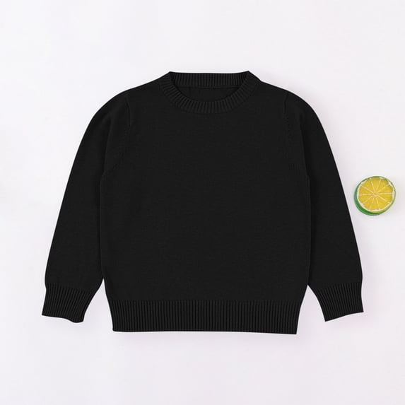 Kids Solid Color Sweater, Long Sleeve Crew Neck, Pullover Top, for Casual and Everyday Layering, Kids Clothing | CSEONE