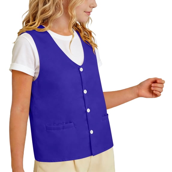 Kids' Solid Color V-Neck Tank Top Waistcoat for Casual Wear and Travel
