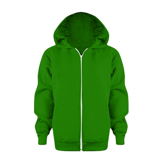 Kids Solid Color Zip Up Hoodie No Drawstring Lightweight Fleece Jacket Soft Comfortable Casual Outerwear For Boys And Girls,Size:4-5 Years